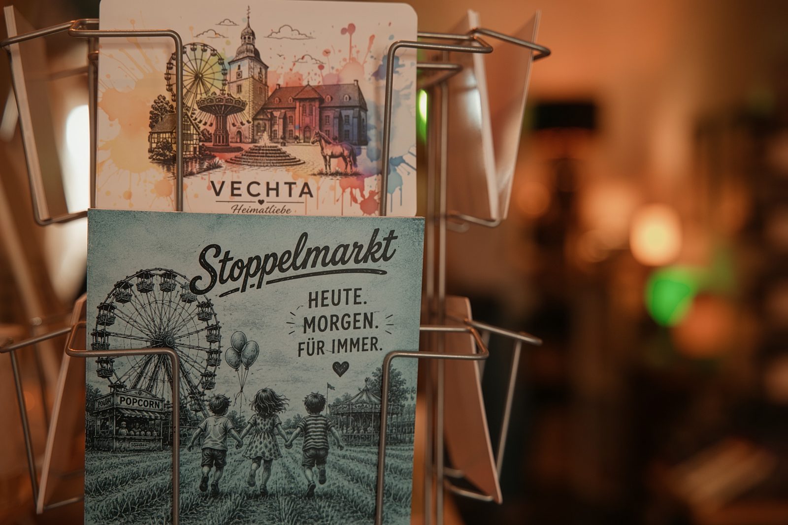 Postkarten mit Vechta- und Stoppelmarkt-Motiven in der Werkstadt Vechta
